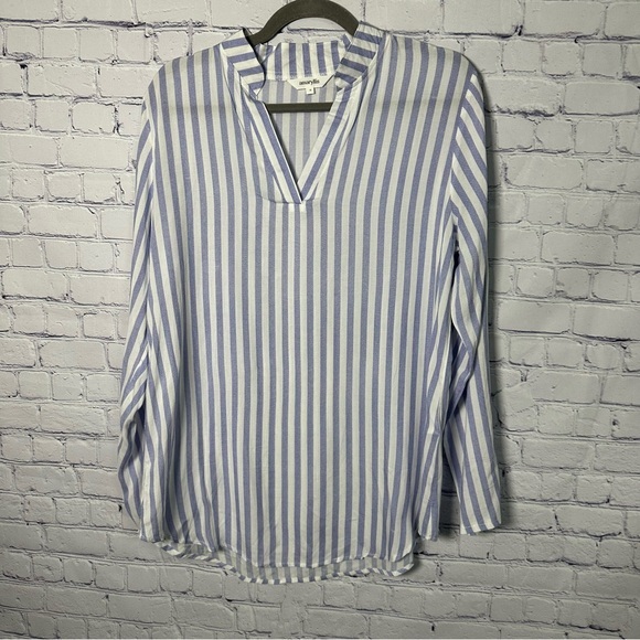 Amaryllis Tops - Amaryllis Navy and White Striped Top
